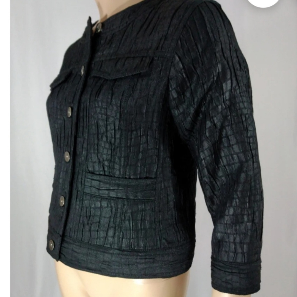Ruby Rd. Black Textured Button Front Jacket Size … - image 4